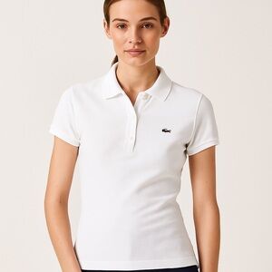 Vintage Lacoste White Polo Shirt Size 46 Small | Paris Y2K | Stretch Cotton